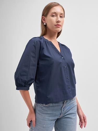 Image of Tokyo Talkies Women Tops for Woman|Women Oversized Fit Crop Top Shirt|Comfortable Premium Korean Button Down | Workwear Top for Office & Casual Outfit