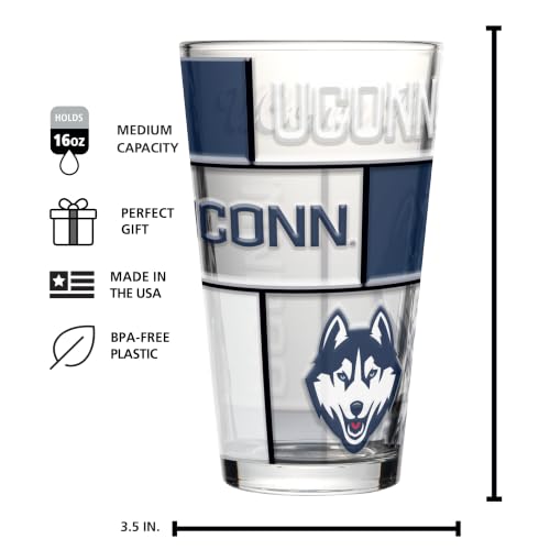 Image of Logo Brands NCAA oz Stained Glass Pint Glass - 3D Embossed Logo & Bold Team Colors - Durable Sports Fan Beer Glass for Home, Bar & Tailgates