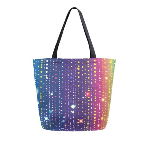 Extra Large Shoulder Tote Bag for Beach Travel Weekender Gym Dots Rainbow Pattern Reusable Grocery Canvas Shopping Bag2