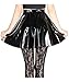 SEMATOMALA Women's PVC PU Leather Short Skater Skirt Black Latex Wet Look Shiny Pleated Flared A Line Mini Skirt Clubwear(BL,L)