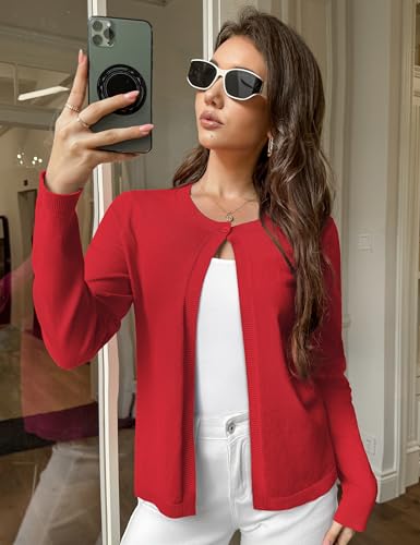 Image of OmicGot Women's Long Sleeve Shrugs Open Front Cropped Cardigan Sweater Bolero Shrugs S-XL