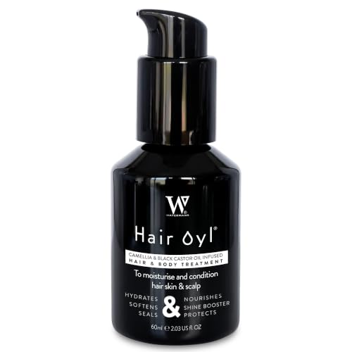 Hair Oyl - Hair Growth Oil for Dry, Frizzy &amp; Damaged Hair with Camellia &amp; Black Castor Oils - Lightweight Head &amp; Body Oil for Shine, Smoothness &amp; Hydration for Women &amp; Men, 60 mL