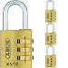 Produktbild ABUS Zahlenschloss 165/30 - Vorhängeschloss aus Messing - mit individuell einstellbarem Zahlencode - Kofferschloss / Spindschloss - ABUS-Sicherheitslevel 3, 4er Packung