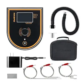 INKBIRD WiFi & Bluetooth BBQ Temperature Controller ISC-007BW Kit, Automatic Smoker Fan Controller Grill Thermometer with 3 Probes for Big Green Egg, Kamado, WSM, Kettle, Akorn - Storage Carrying Case