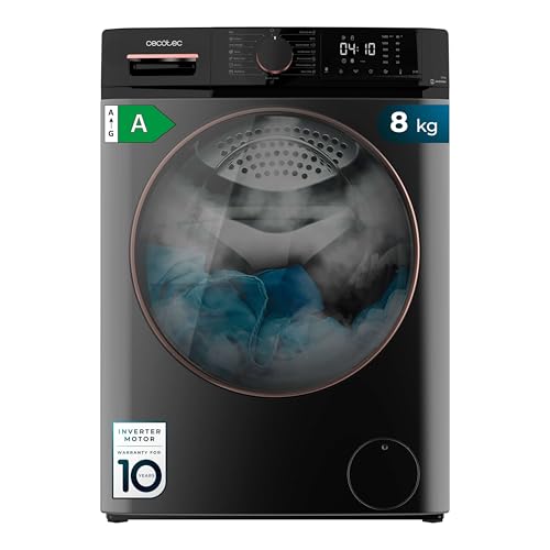 Cecotec Lave-linge 8 kg Bolero DressCode 8610 Inverter Steel A. Chargement Frontal, 1400 RPM, SteamMax, Motor Inverter Plus, 15 Programmes, OnSmart, Stop&Go, DrrumClean, Caoutchouc Antibactérien