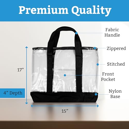 Winterlace 12 Pack Clear Tote Bags Zippered Transparent Stadium Approved Concerts Shopping Festival Bulk2