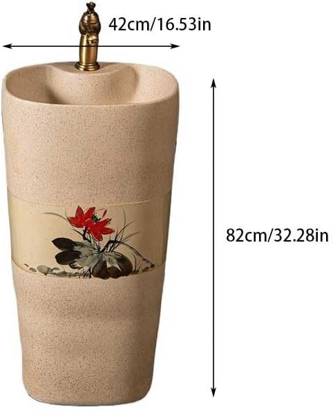 Pedestal Sinks Home Balcony Column Sink, Wash Basin Ceramic Basin, Hotel Floor-Standing Sink Bathroom (A)