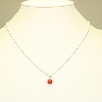 Amazon | 血赤珊瑚 ペンダントネックレス シルバー 丸玉 無染色 Amazon | 血赤珊瑚 ペンダントネックレス シルバー 丸玉 無染色