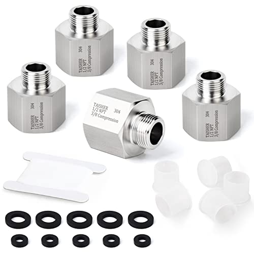 TAISHER 5PCS 304 Stainless Steel Water Hose Adapter 1/2