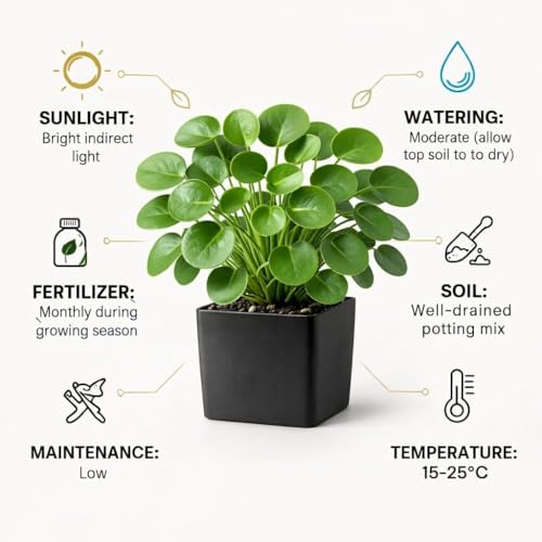 Image of Live Chinese Money Plant (Pilea Peperomioides) Indoor Lucky Plant in Pot | Round Coin-Shaped Leaves | Air Purifying & Low Maintenance Decorative Plant for Home, Office & Balcony