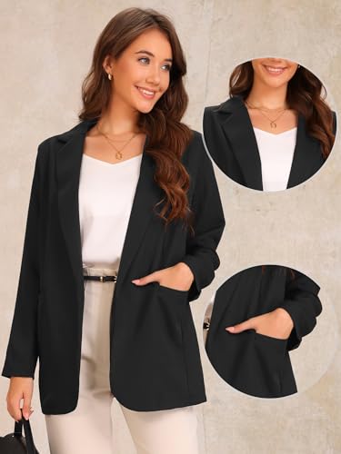 Allegra K Business Casual Blazer for Women's Long Sleeve Open Front Office Work Suit Jacket Blazers with Pockets2