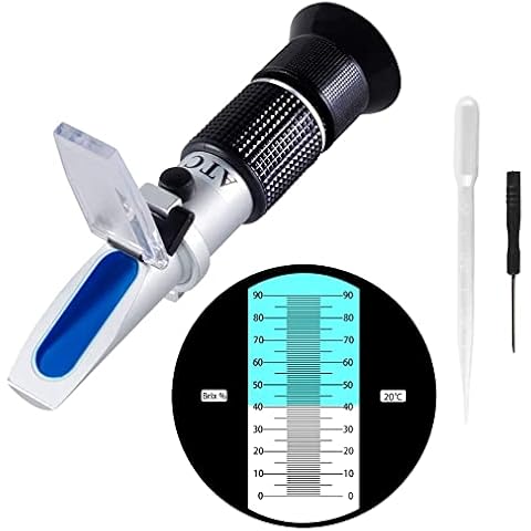 Brix Refractometer 0~90%, Handheld Sugar Refractometer, High Accurate Brix Measurement Meter with ATC for Fruit, Beverages&Juice, Honey, Maple Syrup, Molasses and Other Sugary Drink Cover
