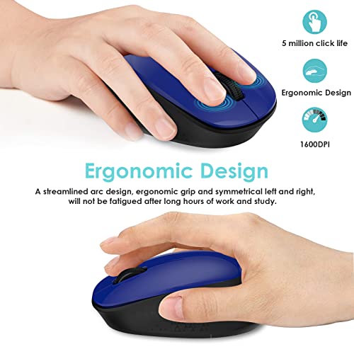 Leadsail Wireless Mouse For Laptop 2.4G Silent Cordless Usb Mouse Slim Wireless Optical Computer Mouse, 3 Buttons, Aa Battery Used,1600 Dpi For Windows 10/8/7/Mac/Macbook Pro/Air/Hp/Dell/Lenovo/Acer #TOP3