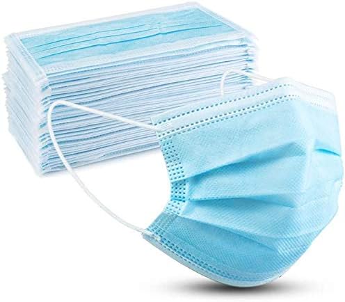 Eventronic 50 Pcs Disposable Face Masks, 3 Ply Bule Face Masks,Breathable Face Masks with Elastic Earloops For Home & Office