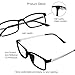 VisionGlobal Blue Light Blocking Glasses for Women/Men, Computer Reading, TV Glasses, Stylish Square Frame, Anti Glare (Black, 1.25 Magnification)