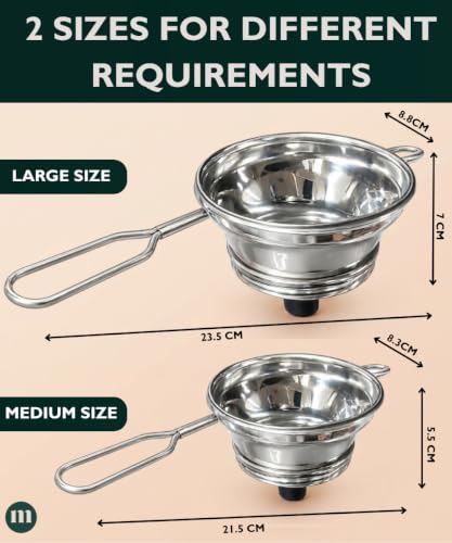 Image of MARU Steel Strainer /Chai Channi Set (Large & Medium), Easy Pouring Funnel for Narrow Bottles, Threaded Design for Easy Cleaning, Fine Net Filter for Tea, Coffee, Milk, Juice, Oil & Liquids