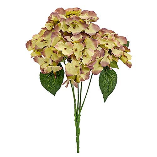 Wedding Prop Shop LLP/Artificial Beautiful Hydrangea Flower Bunch for Home Décor, Office, Events and Gifts Pack of Two (Lime Green with Purple tints)