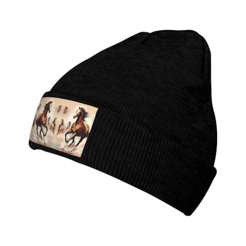Prancing Brown Horse Winter Stretch Loose Knitted hat, Men's Velvet Patch Beanie hat, Unisex Outdoor Sports Travel Fashion Warm ski hat Prancing Brown Horse Winter Stretch Loose Knitted hat, Men's Velvet Patch Beanie hat, Unisex Outdoor Sports Travel Fashion Warm ski hat