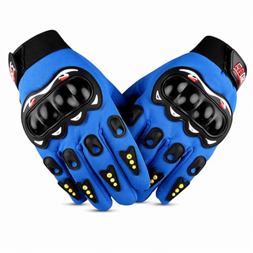 Luva para Moto Motocross e Ciclismo com Fibra de Carbono – Luva de Proteção Térmica para Motoqueiro e Bike, Tamanho Único, Cor Azul