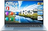 Naclud Laptop, 18.5 Inch Laptops with 16GB RAM 1024GB SSD Ordinateur Portable, 1 Year Office 365, Celeron Quad-Core, Windows 11 Pro, Type-C, HDMI, 180° Viewing, 8000mAh, WiFi 6, USB3.2 * 3(Gray)