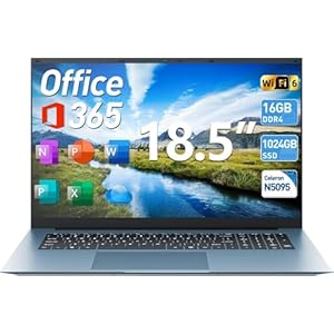 Naclud Laptop, 18.5 Inch Laptops with 16GB RAM 1024GB SSD Ordinateur Portable, 1 Year Office 365, Celeron Quad-Core, Windows 11 Pro, Type-C, HDMI, 180° Viewing, 8000mAh, WiFi 6, USB3.2 * 3(Gray)