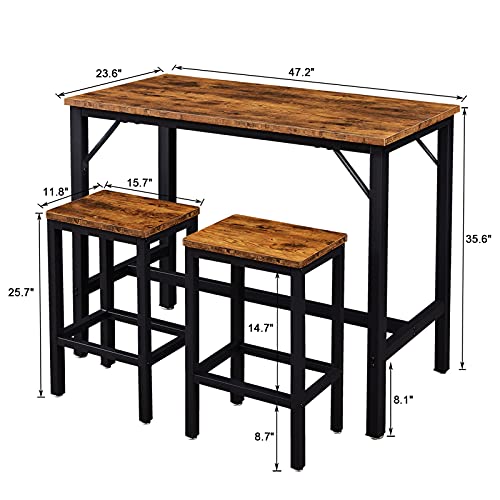 SUPERJARE-Bar-Table-Set-with-2-Bar-Stools-Pub-Dining-Height-Table-Set-3-Pieces-Kitchen-Counter-Set-Vintage-Industrial-Furniture-for-Living-Room-Rustic-Brown