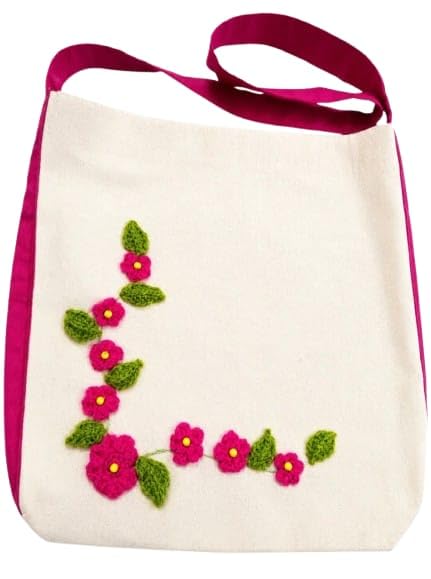 Handmade Crochet Flower Canvas Tote Bag for Women | Reusable Cotton Shoulder Bag | Floral Embroidered Shopping Bag | Eco-Friendly Casual Handbag for Office, College & Travel (Daisy Design)-picture-34
