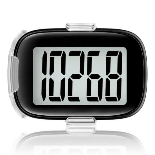 3D Pedometer for Walking, Simple Step Counter with Clip & Lanyard -Black