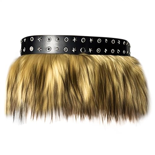 Greenery-GRE Faux Fur Waist Belt with Adjustable Strap Halloween Viking Warrior Cave Girl Tribal Cosplay Costume Accessory for Women