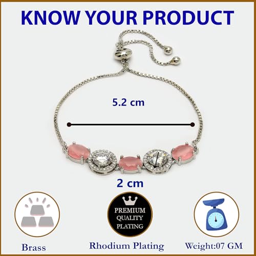 Image of ZENEME Rhodium Plated Brass Crystal Stylish Silver Plated American Diamond Melodic Opulence Bracelets For Women & Gifts For Girls Jewellery