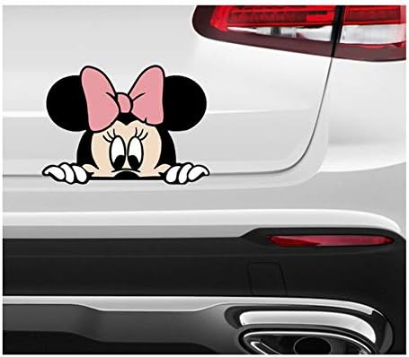 PRO CUT GRAPHICS - 1 x Minnie Mouse Peeking - Car Sticker - Wall Art Sticker Skin Vinyl Decal Window Bumper Laptop - 15cm - (Full Colour Print)