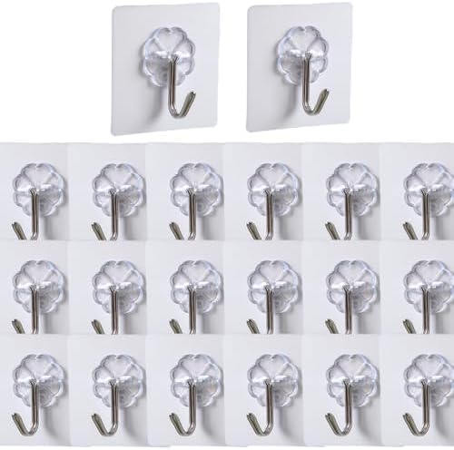 20 Piezas Ganchos Adhesivos Potentes Transparente, Impermeable, S...