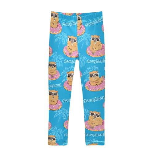 ALAZA Girls' Leggings Children's Yoga Pants Skinny Printed Dance Capybara Swimming Comfortable 4T