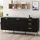 Homsee Sideboard Cabinet with 3 Drawers & 2 Doors, Modern Kitchen Buffet Storage Console Cabinet...