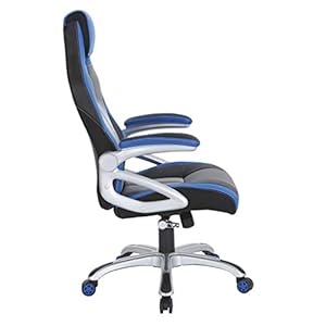 Osphomefurnishingsracecaradjustablegamingchaircharcoalgreybondedleatherwithblueaccents Urban Country Home Decor Osp home furnishings race car adjustable gaming chair charcoal grey bonded leather with blue accents urban country home decor