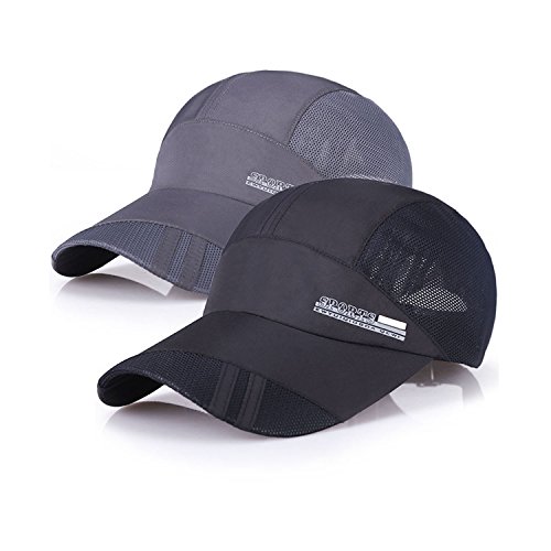sdsruioo New UV Quick-Drying Waterproof Baseball Cap Outdoor Lightweight UV Protection Hats (Black+Dark Gray)
