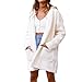 Produktbild Geili Damen Mantel Plüsch Winterjacke Stepp Warmen Kapuzenjacke Outwear Cardigan Frauen Elegant Lange Ärmel Einfarbig Weiß Parka Coat Strickjacken mit Taschen