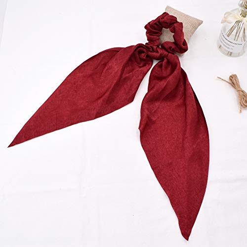 9 Pcs Silk Satin Hair Scarf Bow Scrunchies With Hair Ties Scarf, Solid Hair Scarf With Bow Silk Elastic Hair Bands, Ribbon Scrunchie With Tails Ponytail Ribbons For Women #TOP3