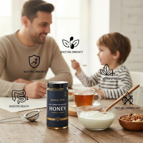 Image of Aurum Apis Raw Yemeni Wildflower Honey - 100% Raw & Unfiltered Pure Honey, Hand-Harvested, Non-GMO, Unprocessed Thick Honey from Remote Wildflower Regions, Premium Honey Jar (1kg)