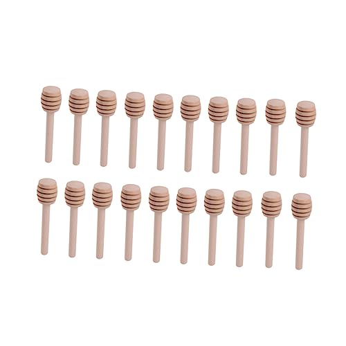 CIYODO 20pcs Wooden Honey Dipper Honey Server Mini Honey Mini Whisk Honey Pot Wand Honey Mixer Honey Serving Dipper Honey Stirrer Honey Spoon Dipper Honey Mixing Sticks Honey Ladle