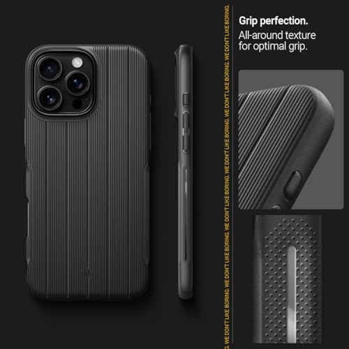 Image of CASEOLOGY by Spigen Dual Grip Mag for iPhone 16 Pro Case [Enhanced Grip Design] Magnetic Protection Back Cover Case for iPhone 16 Pro (TPU and PC | Onyx Black)