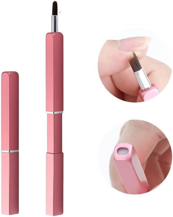 Exquisite Professional Lip Brush Applicators-Retractable Lipstick Brushes- Lipstick Gloss Makeup Brush Tool For Women and Girls (Pink)