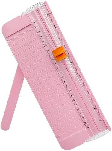 Pink A4 Paper Trimmer, Guillotine Cutter with Safety Guard, Precise Cutting for Documents, Photos, Cardstock