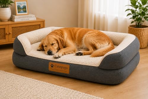 Image of Cutepups Dark Grey Orthopedic Dog Bed Small Size (S) - Cozy Washable Pet Sofa Bed for Puppies & Small Dogs