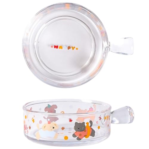 Flood Force子犬のかわいい猫の透明なガラスボウル家庭用フルーツサラダボウルデザートボウル (B)