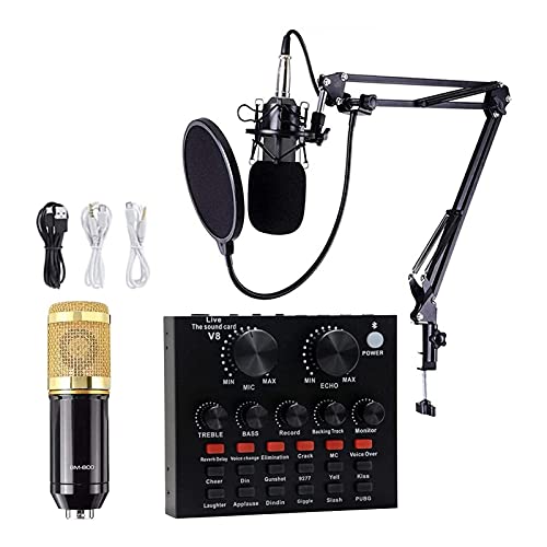 Kondensatormikrofon-Bundle Mit Live-Soundkarte, Bm-800-Mikrofon-Kit Mit Verstellbarem Mikrofonarm-Ständer Schreibtisch…