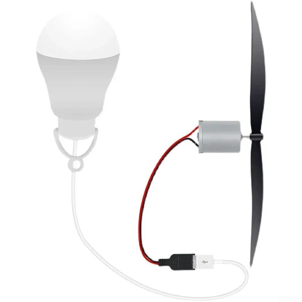 Kit generatore di energia eolica con luce LED USB, turbina eolica motorizzata, set educativo per l'apprendimento domestico con elica da 18 cm, telaio in ABS e metallo, luce da 5 W