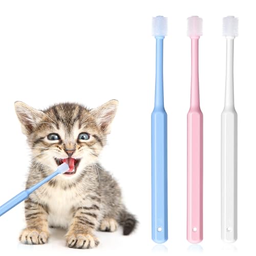 Yuanchu WJIAAA Small Cat Dog Toothbrush 3 Pack 360 Degree Soft Silicone Pet Toothbrush Cat Dental Pets Care Dog Oral Hygiene Deep Cleaning Pet Teeth Clean Kit