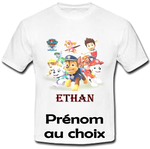 GRAVOPHOTO Tshirt personnalisé Pat Patrouille prénom et Taille au Choix