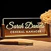 Desk Name Plate Personalized, Custom Office Light Up Name Plate for Desks, Desk Decorations for Women Men Office, Employee Appreciation Gifts for Coworkers (A-Text Only)